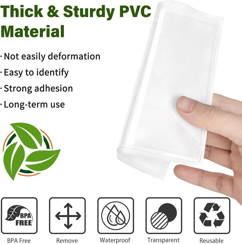 Ohuimrt 52 Pack Index Card Pockets with Top Open, 4 x 4 Inch Adhesive Label Pockets Clear Plastic Index Card Holder for Organizing, Storage Bins, Library Cards, Notes - Image 3